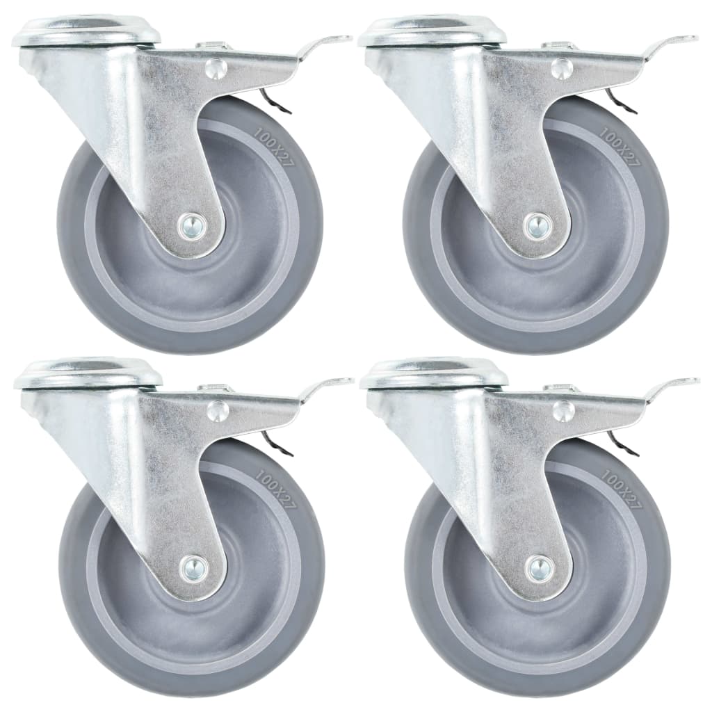 Ruedas dobles giratorias con frenos dobles 4 unidades 50 mm
