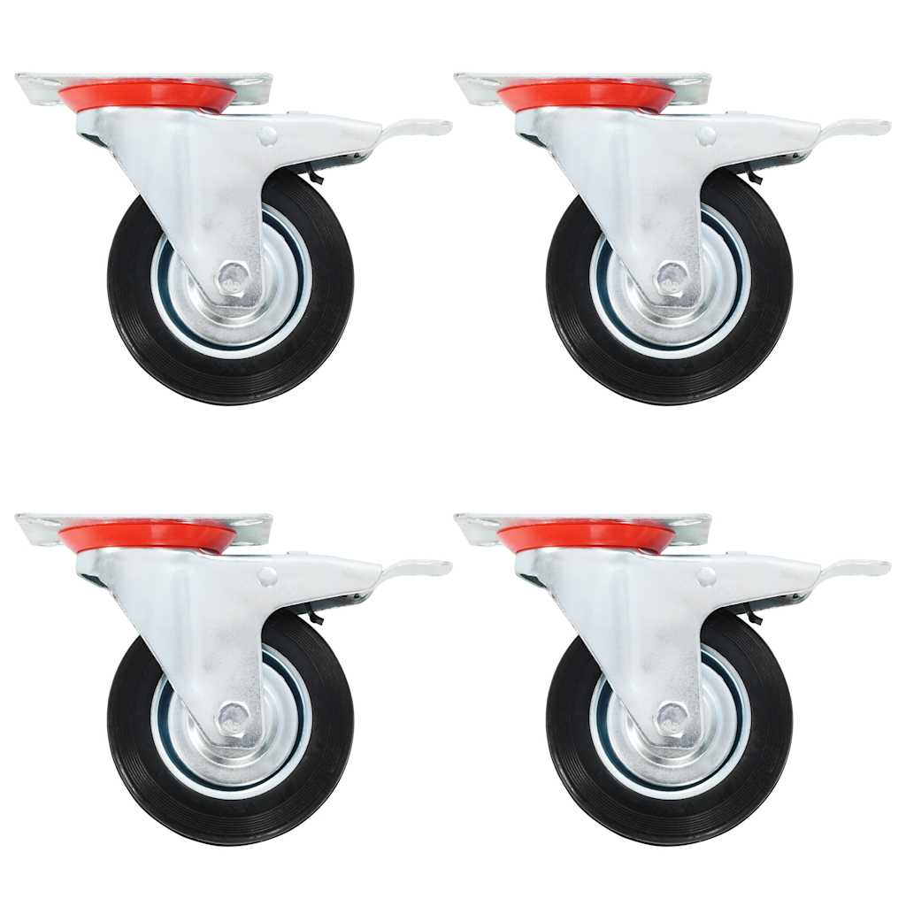 Ruedas giratorias agujero pasador y frenos dobles 4 uds 50 mm