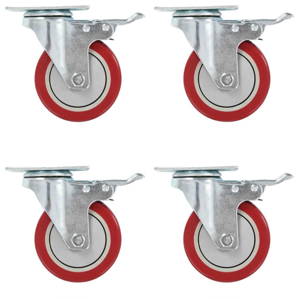 Ruedas giratorias con frenos dobles 4 unidades 100 mm