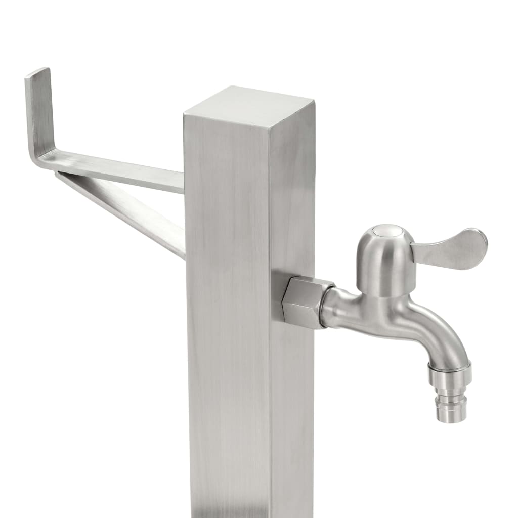 Columna de agua de jardín acero inoxidable cuadrada 65 cm