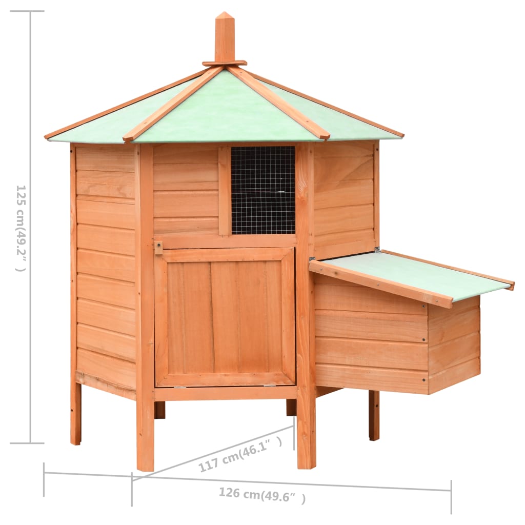 Gallinero madera maciza pino y abeto 126x117x125 cm