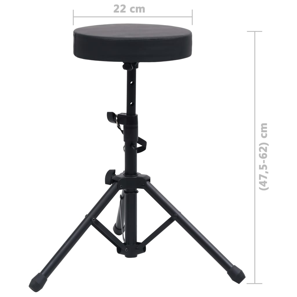 Taburete de tambor ajustable redondo negro