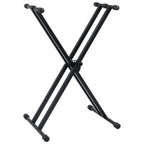 Set de soporte para teclado con doble refuerzo y taburete negro