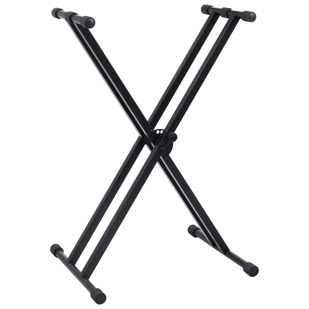 Set de soporte para teclado con doble refuerzo y taburete negro