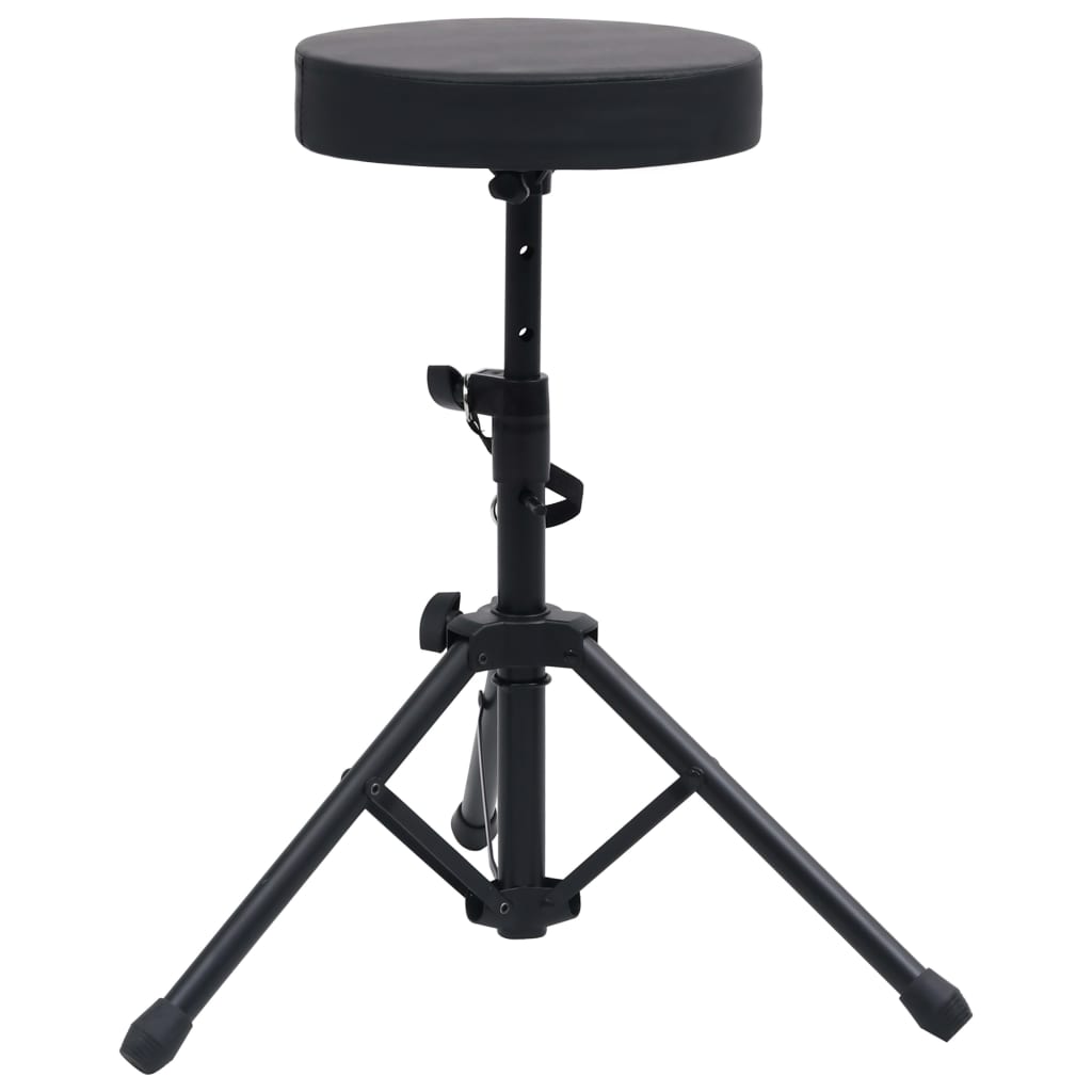 Set de soporte para teclado con doble refuerzo y taburete negro