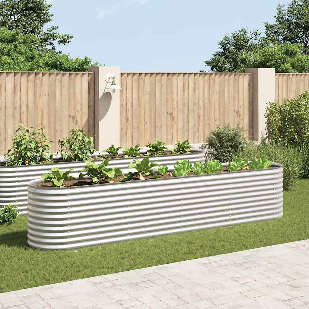Arriate de acero galvanizado gris 160x80x44 cm