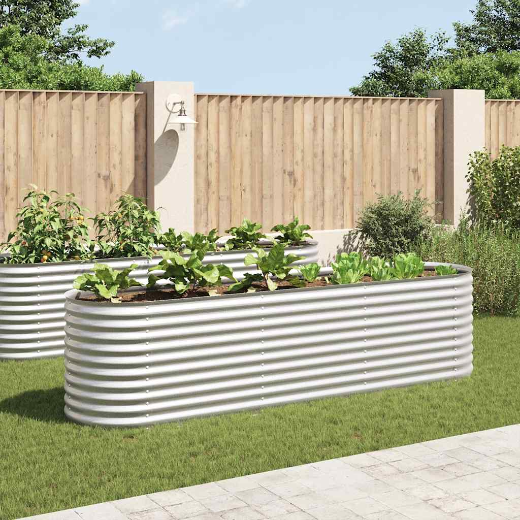 Arriate de acero galvanizado gris 160x80x44 cm