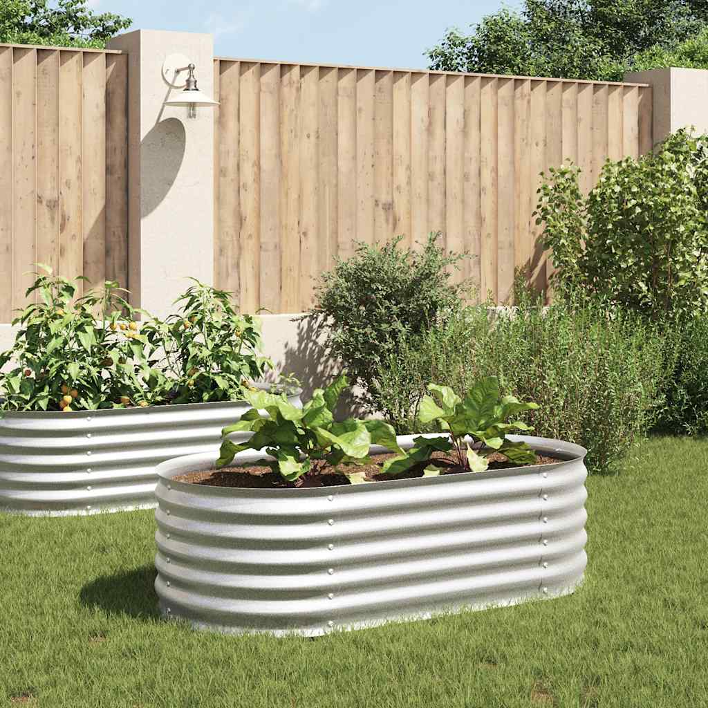 Arriate de acero galvanizado gris 160x80x44 cm