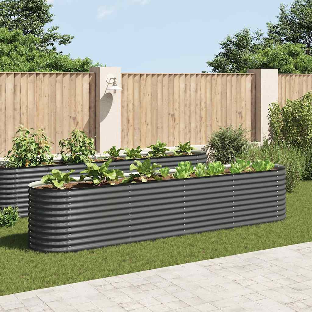 Arriate de acero galvanizado gris 160x80x44 cm