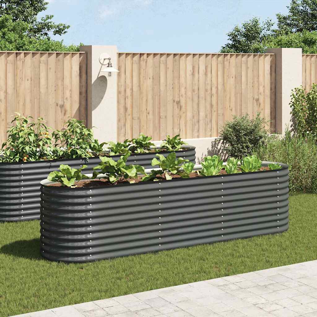 Arriate de acero galvanizado gris 160x80x44 cm