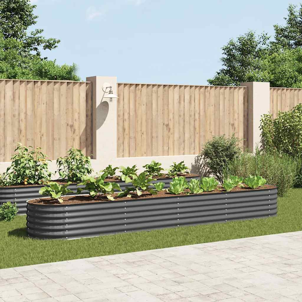 Arriate de acero galvanizado gris 160x80x44 cm