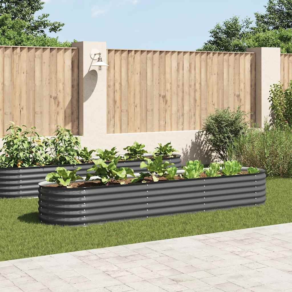Arriate de acero galvanizado gris 160x80x44 cm