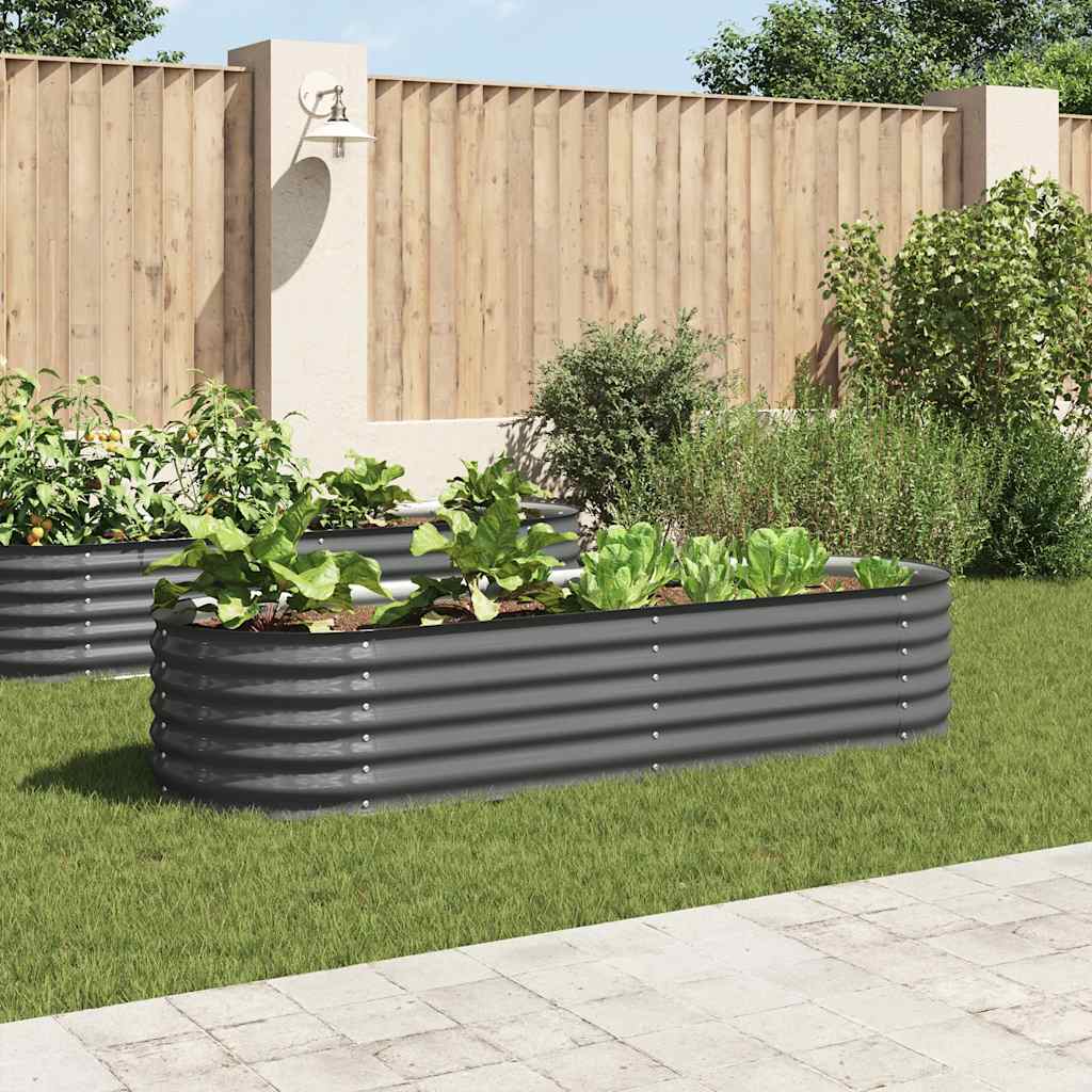 Arriate de acero galvanizado gris 160x80x44 cm