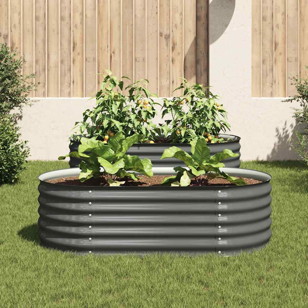 Arriate de acero galvanizado gris 160x80x44 cm