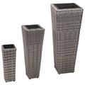 Conjunto de arriates 3 piezas ratán sintético gris
