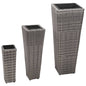 Conjunto de arriates 3 piezas ratán sintético gris