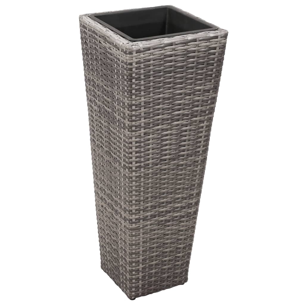 Conjunto de arriates 3 piezas ratán sintético gris