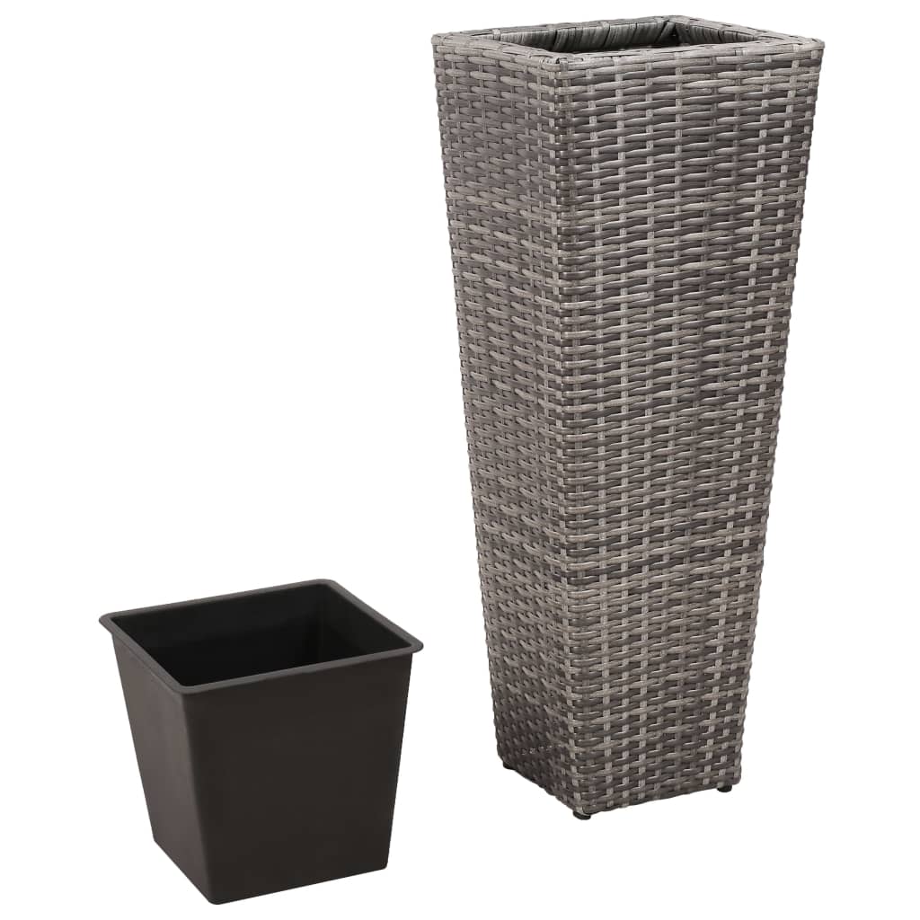 Conjunto de arriates 3 piezas ratán sintético gris