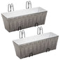 Balcony planter 2-pack synthetic rattan gray 50 cm
