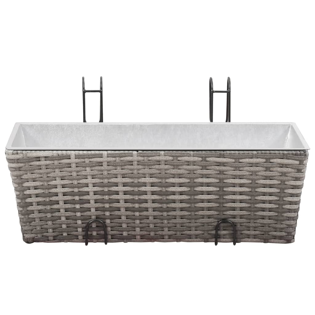 Arriate para balcón 2 unidades ratán sintético gris 50 cm