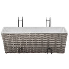 Arriate para balcón 2 unidades ratán sintético gris 50 cm