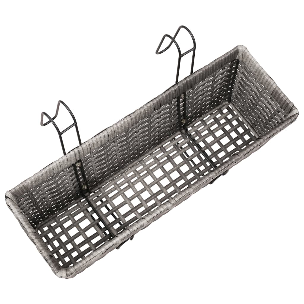 Arriate para balcón 2 unidades ratán sintético gris 50 cm