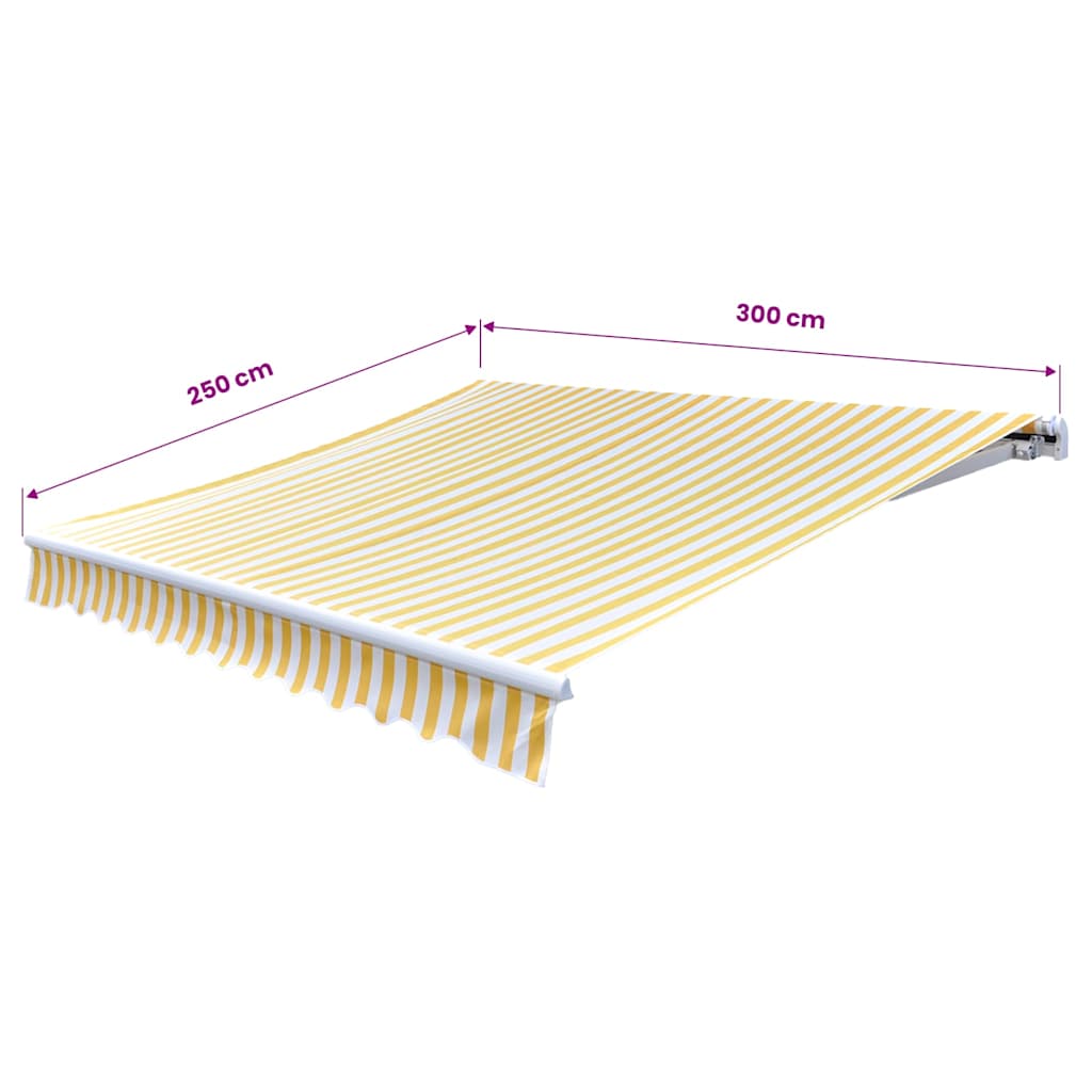 Toldo plegable de operación manual 300 cm amarillo y blanco