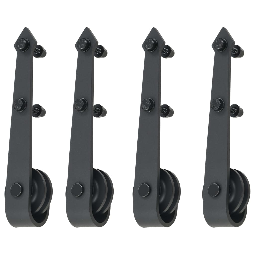 Sliding door rail guides 2 pcs 183 cm black steel