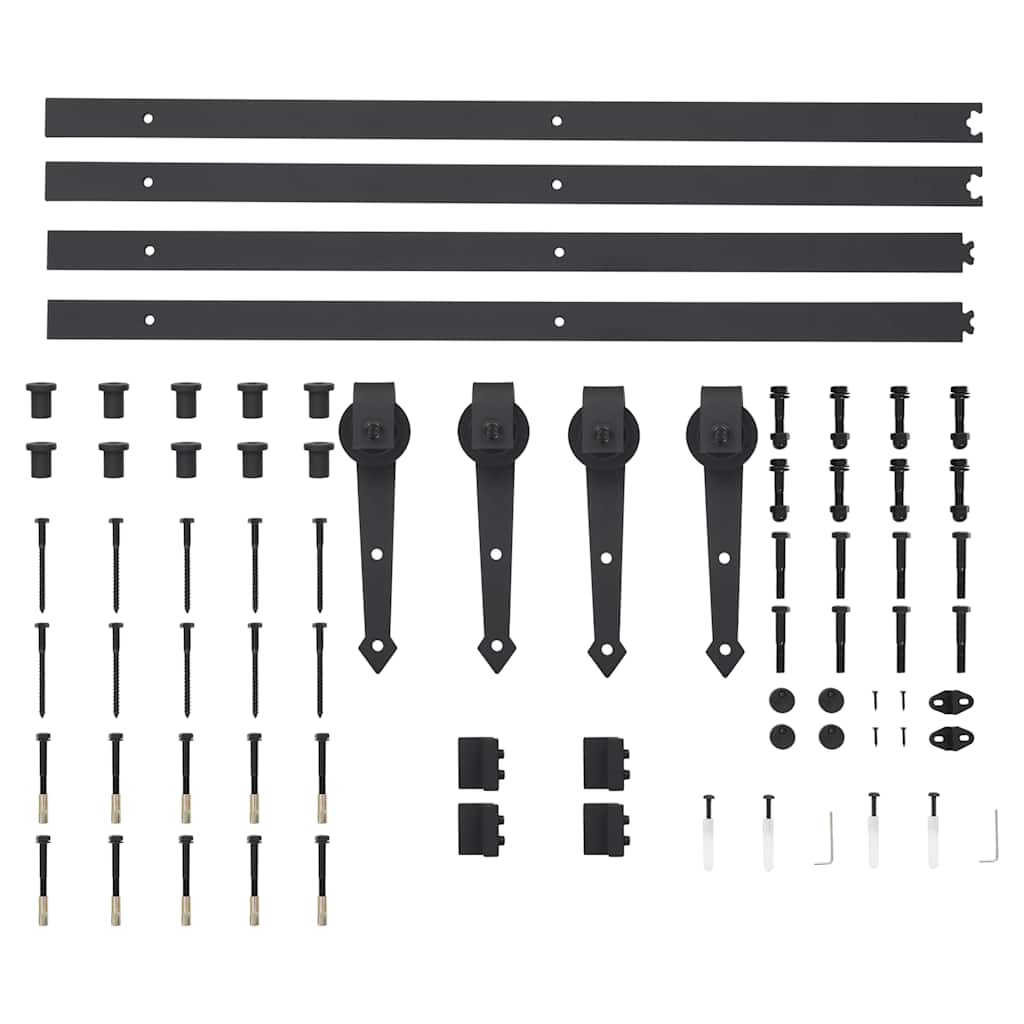 Sliding door rail guides 2 pcs 183 cm black steel