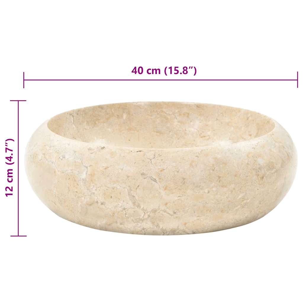 Lavabo de mármol crema 40x12 cm