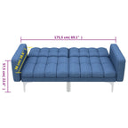 Sofá cama de tela azul