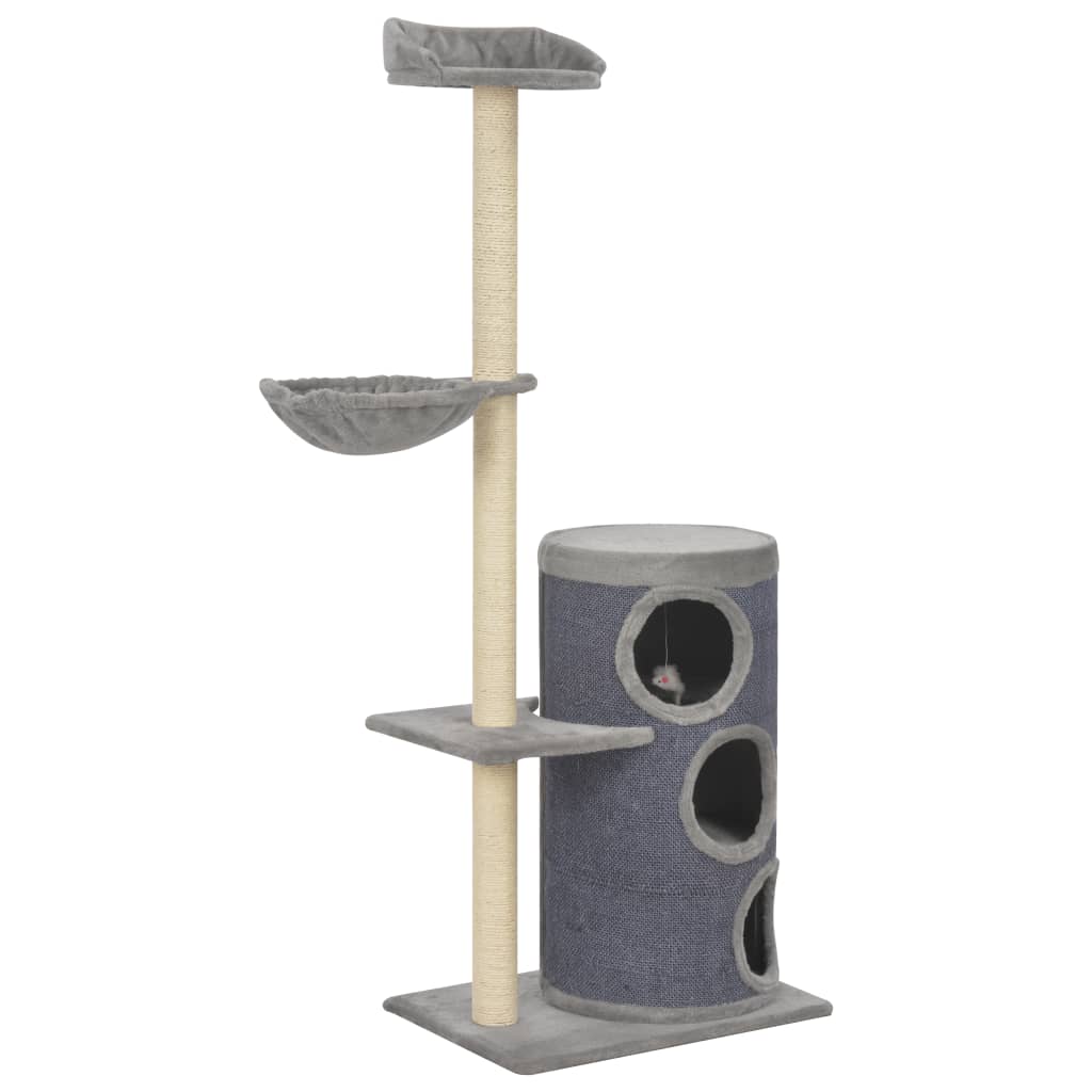 Rascador para gatos con poste de sisal negro y blanco 203 cm