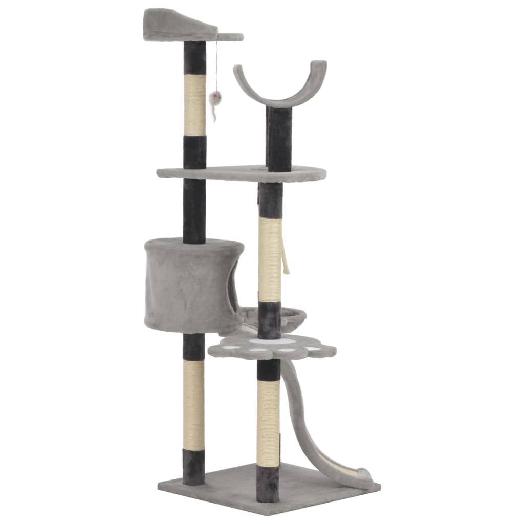 Árbol para gatos con postes rascadores de sisal gris 145 cm