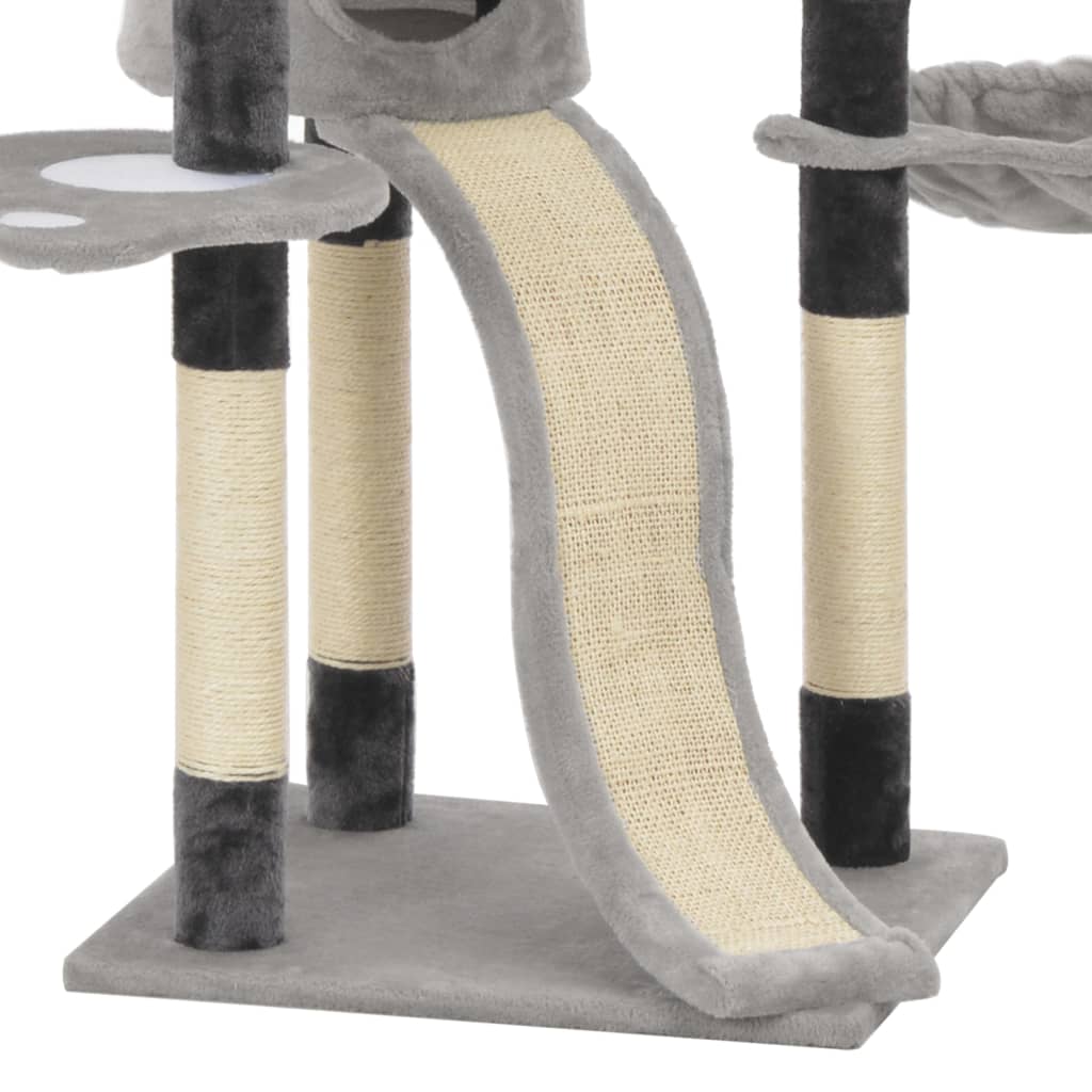 Árbol para gatos con postes rascadores de sisal gris 145 cm