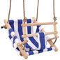 Baby swing with safety belt, cotton, wood, blue