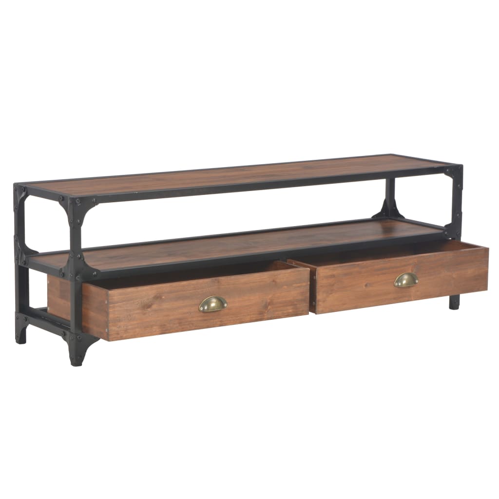 Mueble para TV con 2 cajones madera maciza de pino 120x30x40 cm