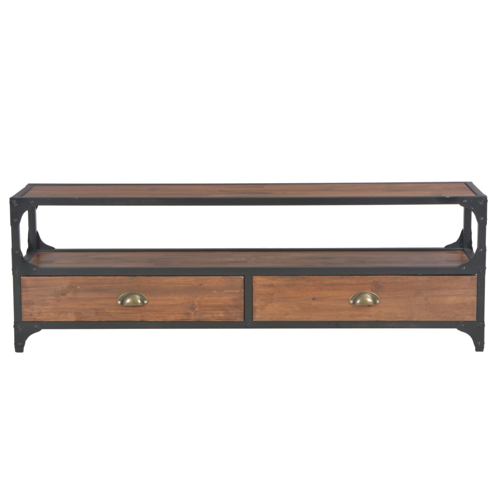 Mueble para TV con 2 cajones madera maciza de pino 120x30x40 cm