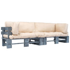 Sofás de palets de jardín 2 pzas con cojines arena madera pino
