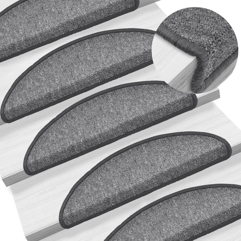 Self-adhesive Stair Treads, 5-pack, Dark Gray, Semicircular, 56 x 17 x 3 cm
