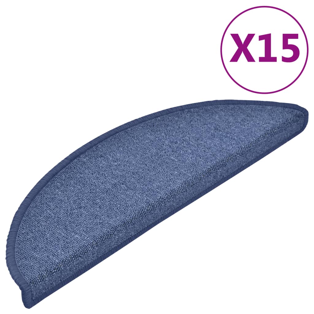 Alfombrillas para escaleras 15 unidades 56x17x3 cm Azul Semicircular