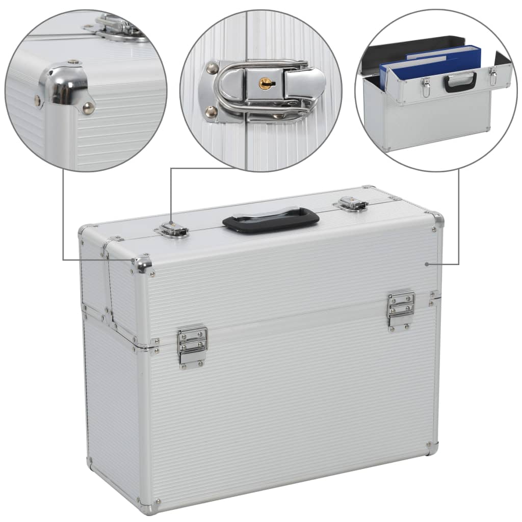 Caja de herramientas aluminio plateado 47x36x20 cm