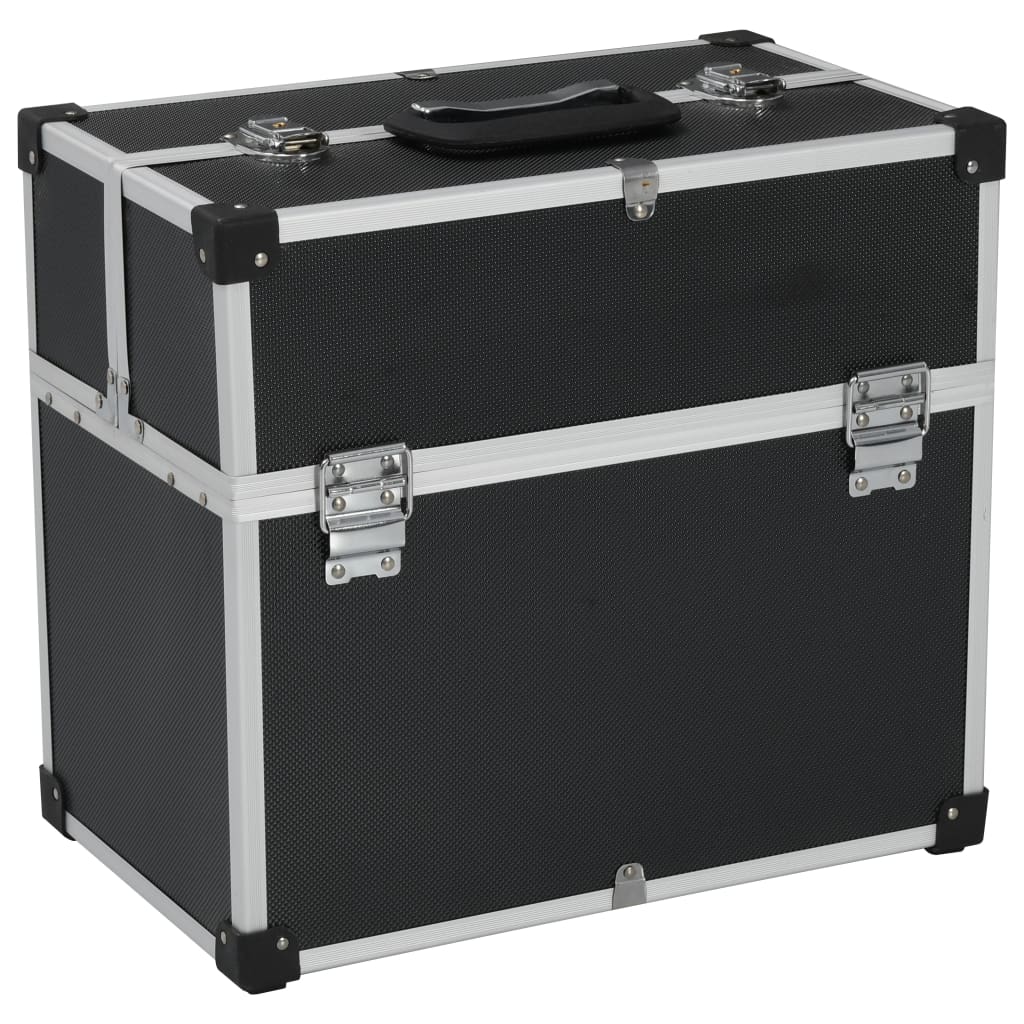 Caja de herramientas aluminio negro 38x22,5x34 cm