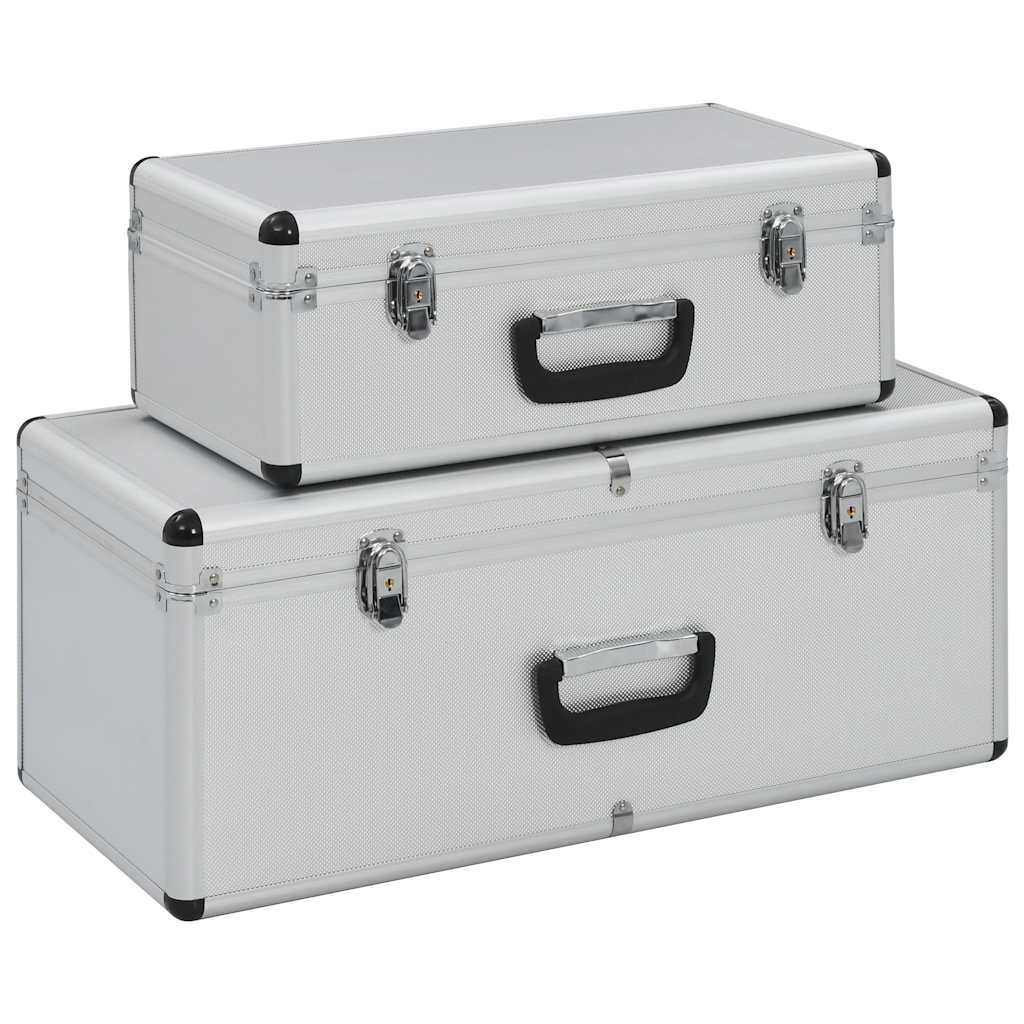 Cajas de almacenamiento 2 unidades aluminio negro