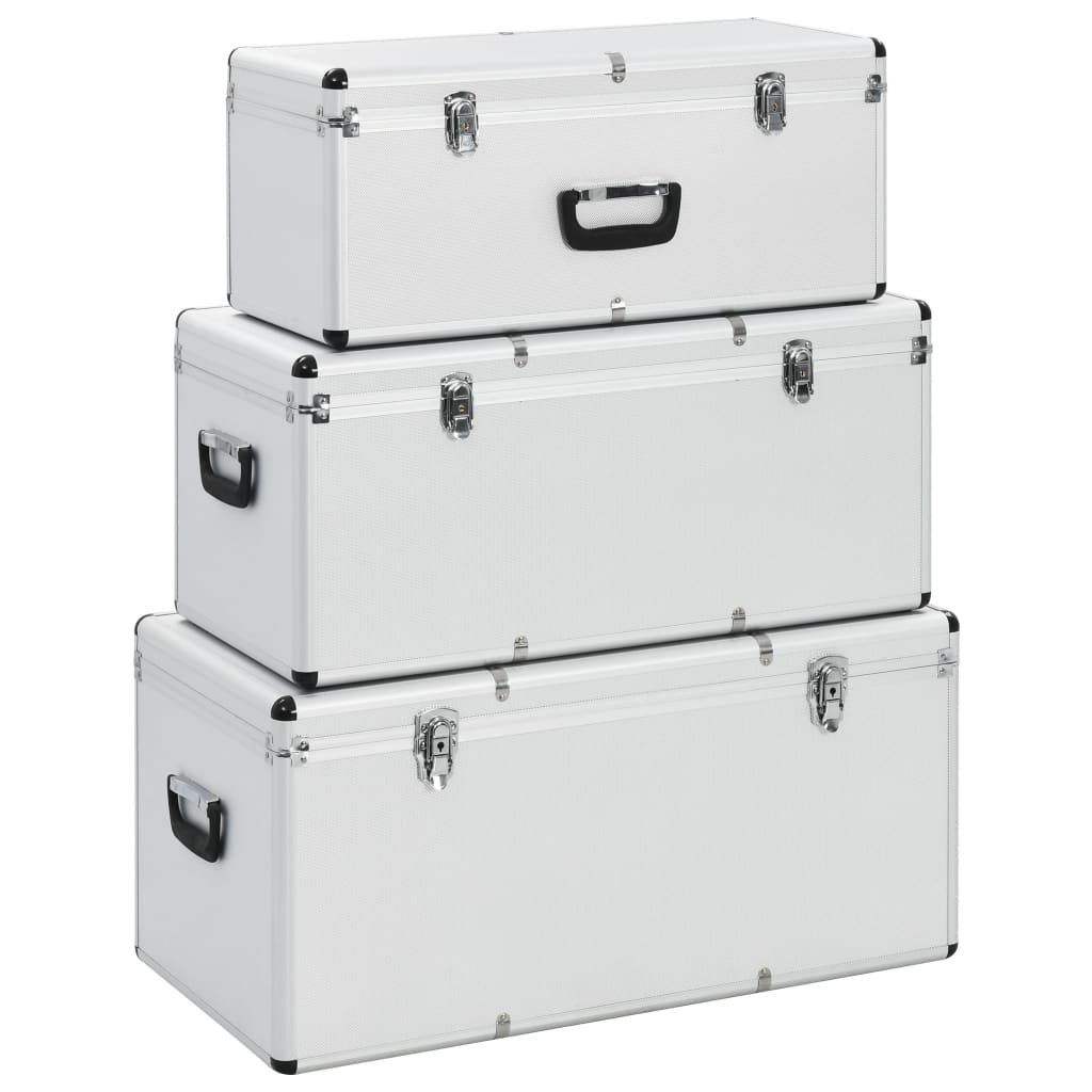 Cajas de almacenamiento 3 unidades aluminio negro