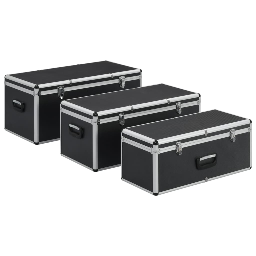 Cajas de almacenamiento 3 unidades aluminio negro