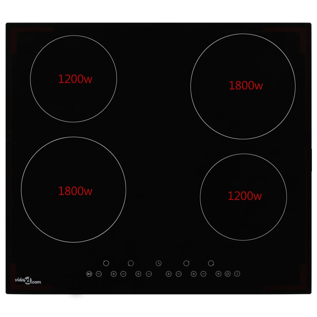 Placa vitrocerámica 4 quemadores control táctil 6000 W