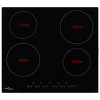 Placa vitrocerámica 4 quemadores control táctil 6000 W