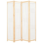 Biombo divisor de 4 paneles de tela color crema 160x170x4 cm