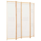 Biombo divisor de 4 paneles de tela color crema 160x170x4 cm