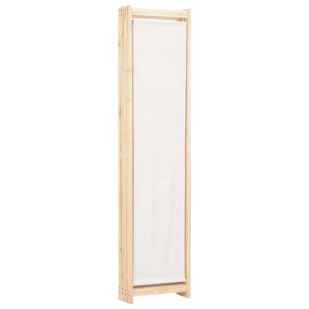 Biombo divisor de 4 paneles de tela color crema 160x170x4 cm